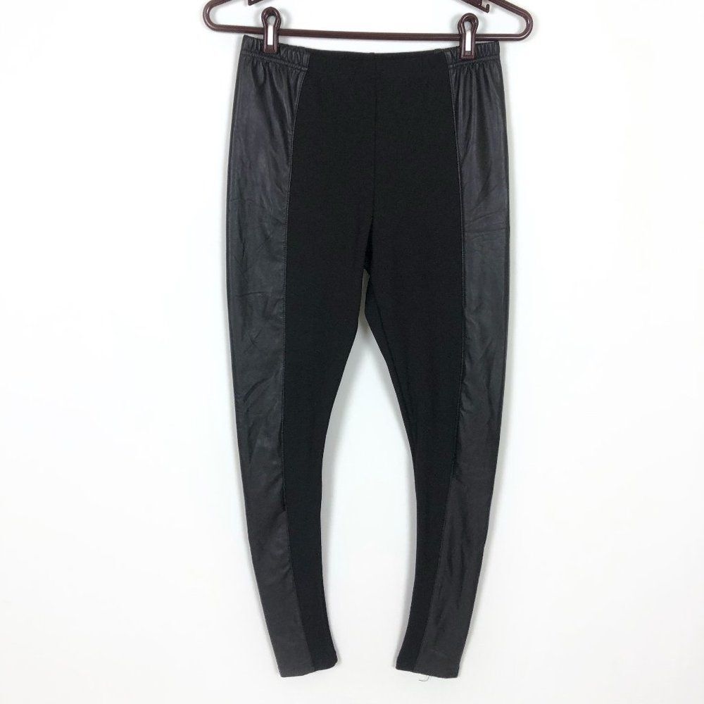 bishop & young Black Faux Leather Stripe Leggings